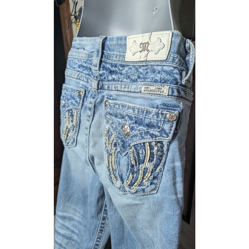 🦋Miss Me Standard Skinny Jeans Embellished Horseshoe Pocket Y2K Denim Size 28